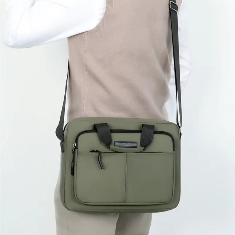 New Men'S Large-Capacity Horizontal Shoulder Bag Messenger Bag Briefcase Multifunctional Simple A4 Book Handbag Business Bag 가방