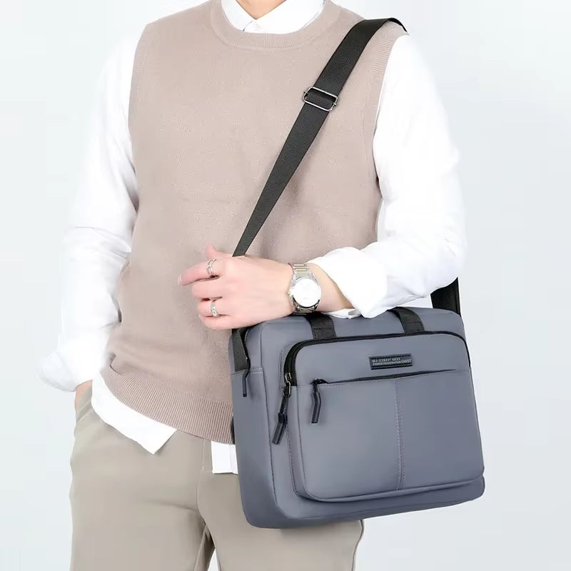 New Men'S Large-Capacity Horizontal Shoulder Bag Messenger Bag Briefcase Multifunctional Simple A4 Book Handbag Business Bag 가방